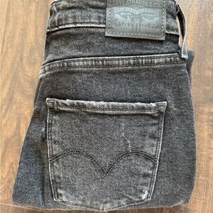 Levi's 721 Jeans Size 28 Womens High Rise Skinny Dark Wash Black Denim